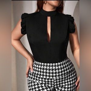 Cut Out Front Ruffle Blouse